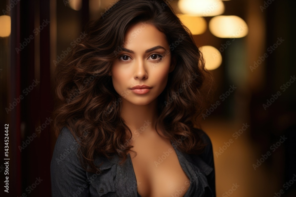 A captivating portrait of a woman with luscious brown hair and alluring eyes, exuding confidence and beauty. A captivating portrait of a woman with luscious brown hair and alluring eyes, exuding confidence and beauty.