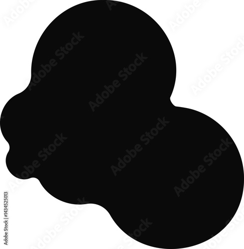 Five rounded black circles merged together with irregular edges, forming an abstract shape.