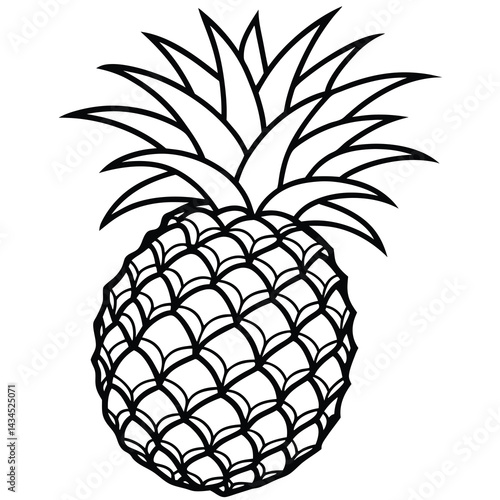 Black and white pineapple illustration