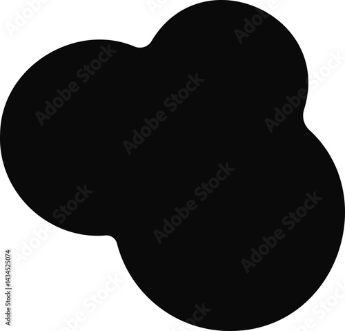 Arrangement of black circular shapes with rounded irregular edges, varying in size.
