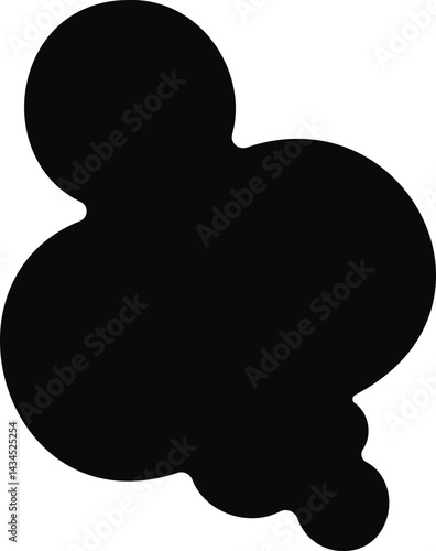 Group of six irregularly edged black circles, clustered together to form an abstract, cloud-like stain.
