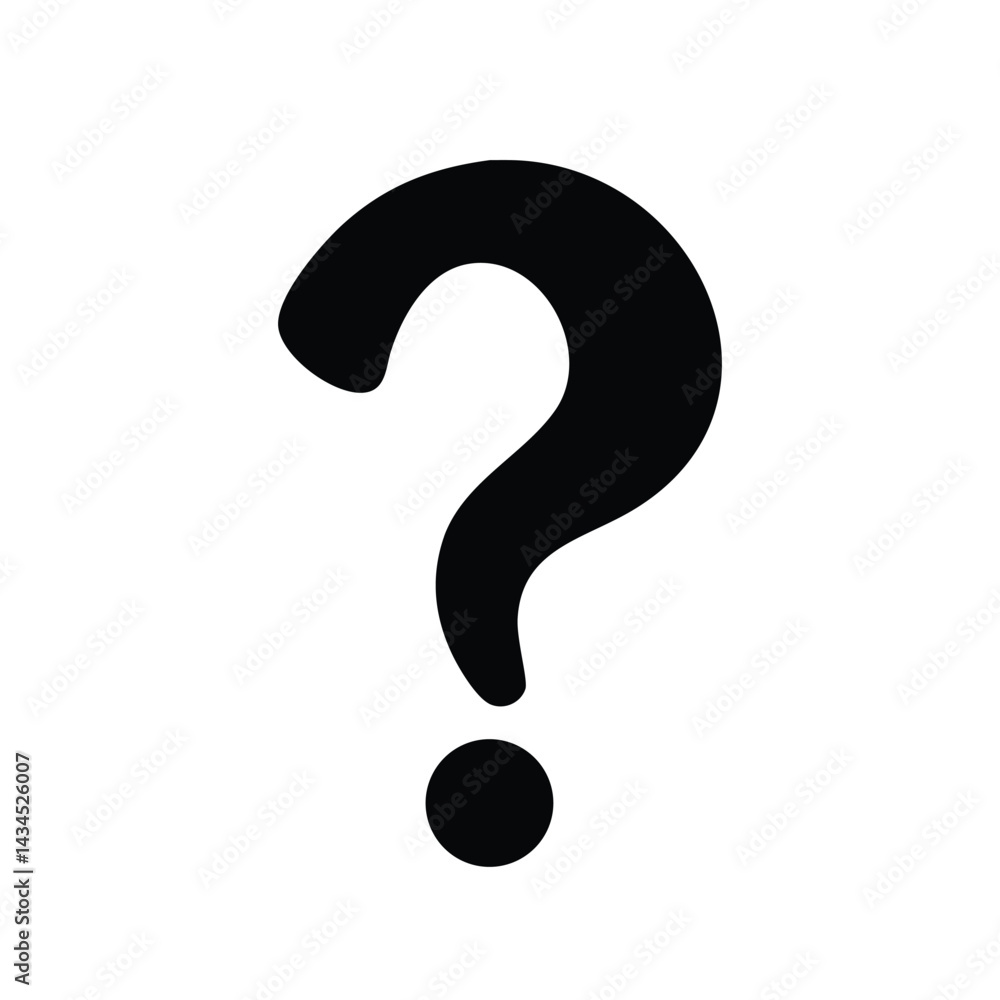 Bold Black Question Mark on White Background, Symbol of Inquiry, Curiosity, and Uncertainty, Thought-Provoking Minimalist Illustration, Knowledge Concept Black Question Mark silhouette. Bold Black Question Mark on White Background, Symbol of Inquiry, Curiosity, and Uncertainty, Thought-Provoking Minimalist Illustration, Knowledge Concept Black Question Mark silhouette.