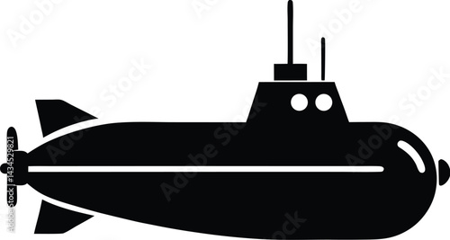 Submarine silhouette, submarine silhouette vector illustration