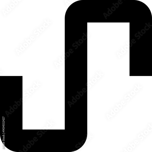 Thick black lines create an irregular maze with squared wave paths and rounded corners.