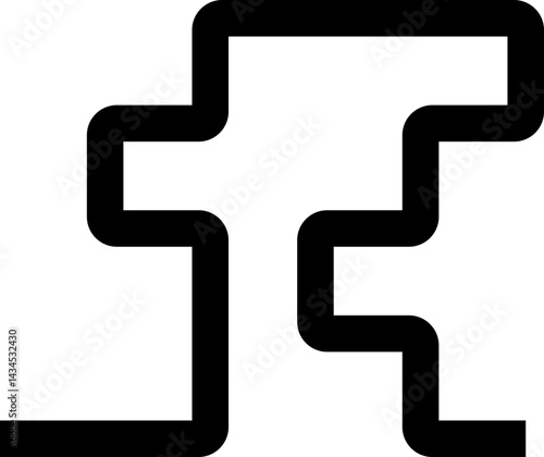 Thick black lines create irregular squared wave-like designs with rounded corners.