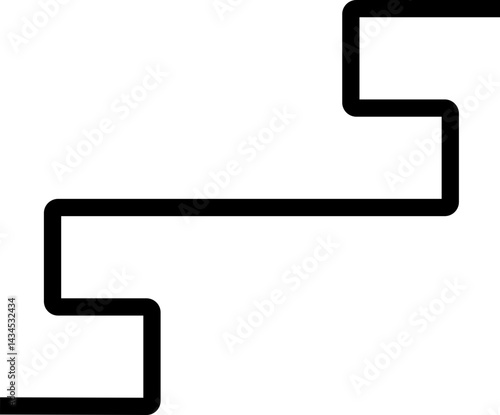 Thick black lines form an irregular zigzag path with square-like shapes and rounded corners.