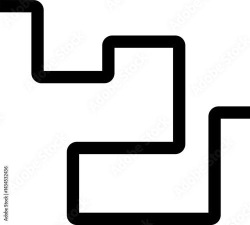 Thick black lines create an irregular squared path with rounded corners.