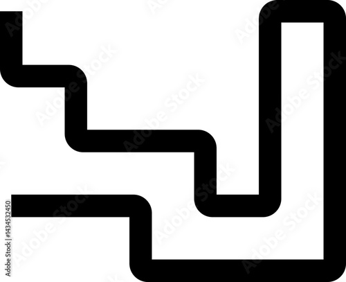 Thick black geometric paths with squared waves and rounded corners forming a structured labyrinth design.