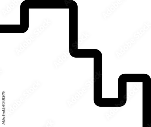 Thick black geometric squared waves with rounded corners forming a seamless labyrinth-inspired design.