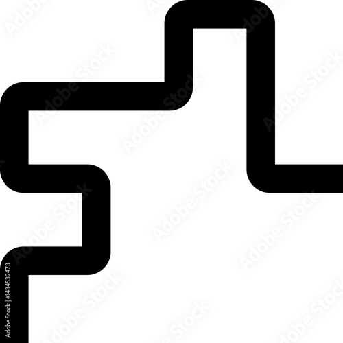 Thick black geometric lines forming squared waves with rounded corners in a minimal path design.