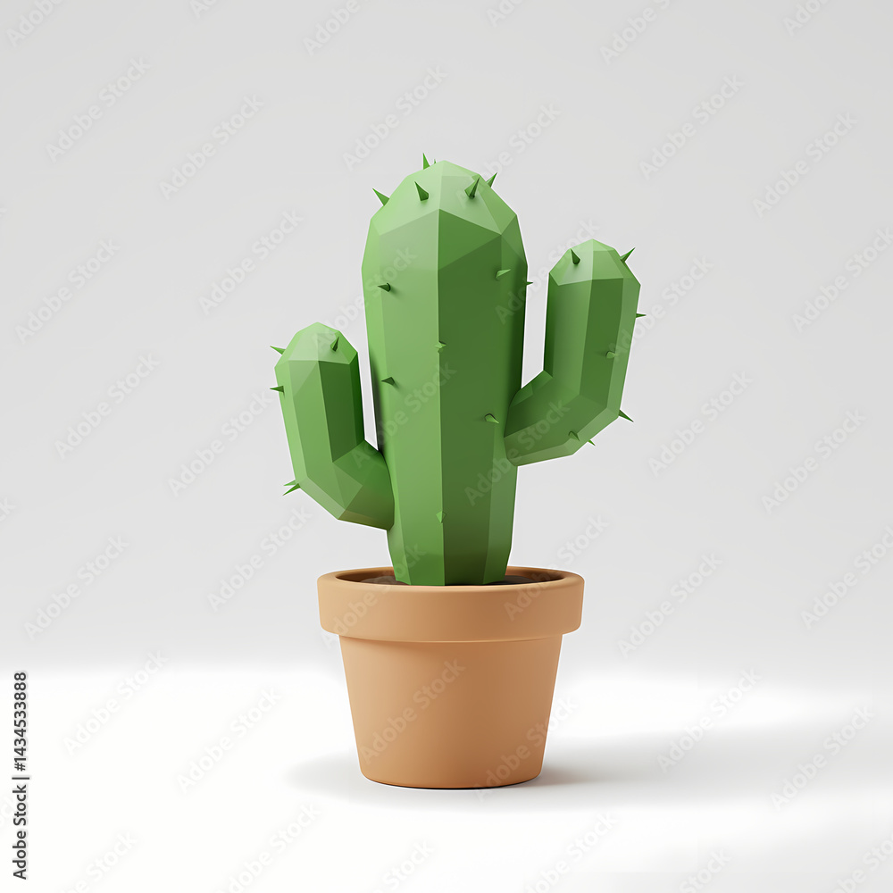 Geometric cactus in a pot against a simple background
