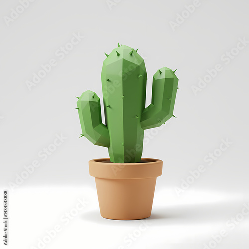 Obraz na płótnie Geometric cactus in a pot against a simple background w salonie