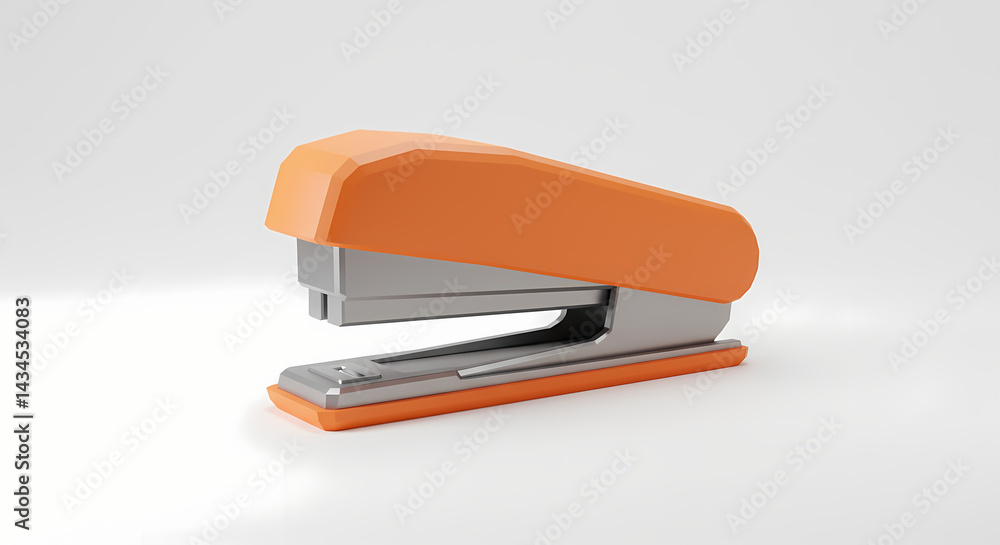 Orange stapler on white background