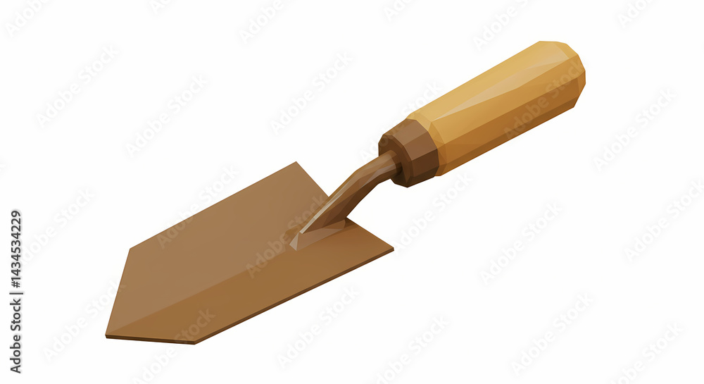 Gardening trowel in a minimalist style with wooden handle