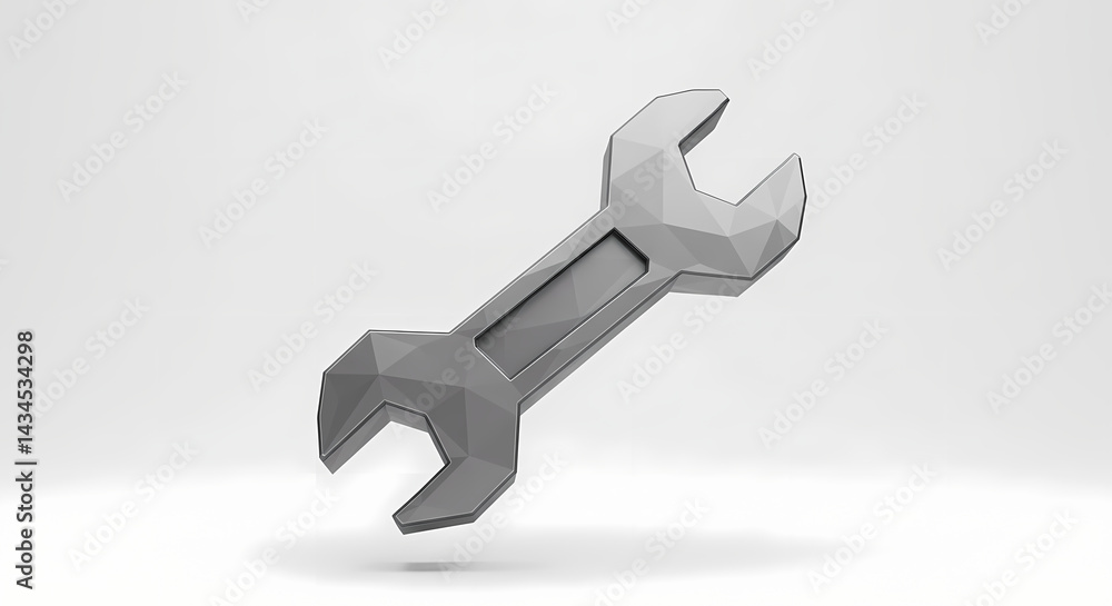 Geometric wrench design floating on a light background