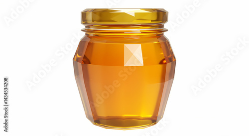 Glass jar of honey on white background  