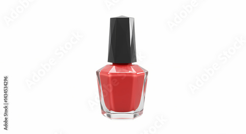 Obraz na płótnie Nail polish bottle in vibrant red color on white background w salonie