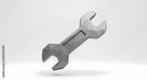 Geometric wrench design floating on a light background  