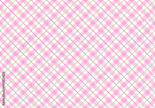 Spring checkered seamless patterns, Pastel pink and green doodle plaid and grid seamless vector pattern