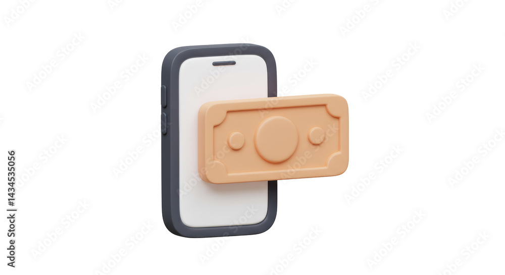 Isolated Mobile Phone Showing Digital Money Transfer Isolated Mobile Phone Showing Digital Money Transfer