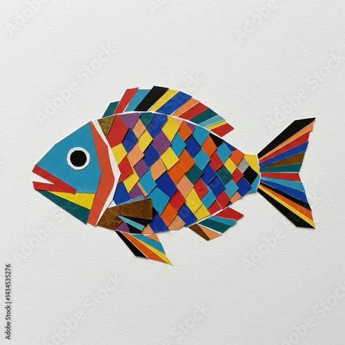 Obraz na płótnie Colorful Fish Artwork Made of Paper Cutouts w salonie