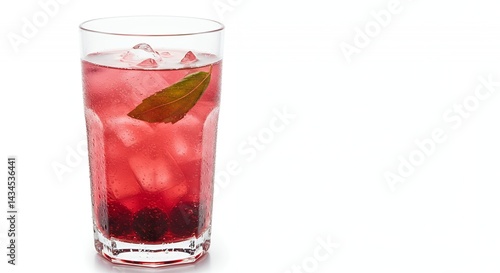 Wallpaper Mural Berry Basil Lemonade in Clear Glass with Ice Cubes Isolated on White Background Suitable for Ads and Promotions Torontodigital.ca