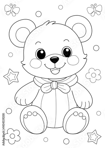 teddy bear vector illustration outline drawing 