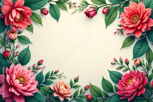 Intricate floral tapestry, vibrant blooms & lush leaves, craft, detail