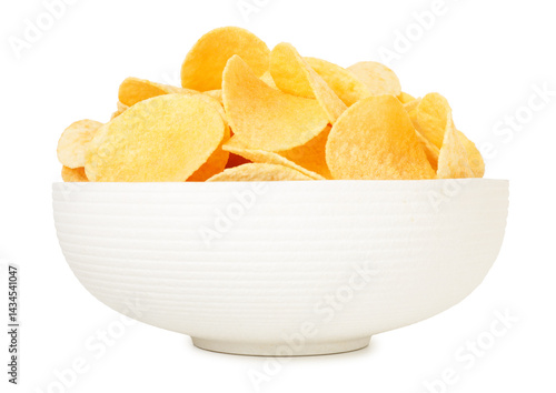 Obraz na płótnie Tasty chips in bowl isolated on white w salonie