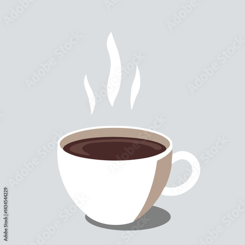 Black Coffee cup with smoke over coffee, side view coffee cup and coffee smoke on cup like tea cups with ring handle.coffee cup vector llustration with coffee mug. Tea and coffee cup vector eps