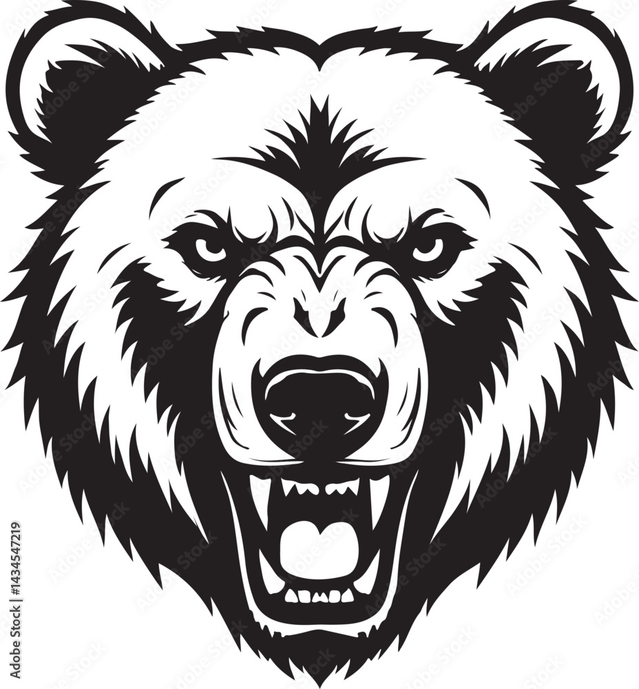 Obraz premium Aggressive polar bear vector head silhouette