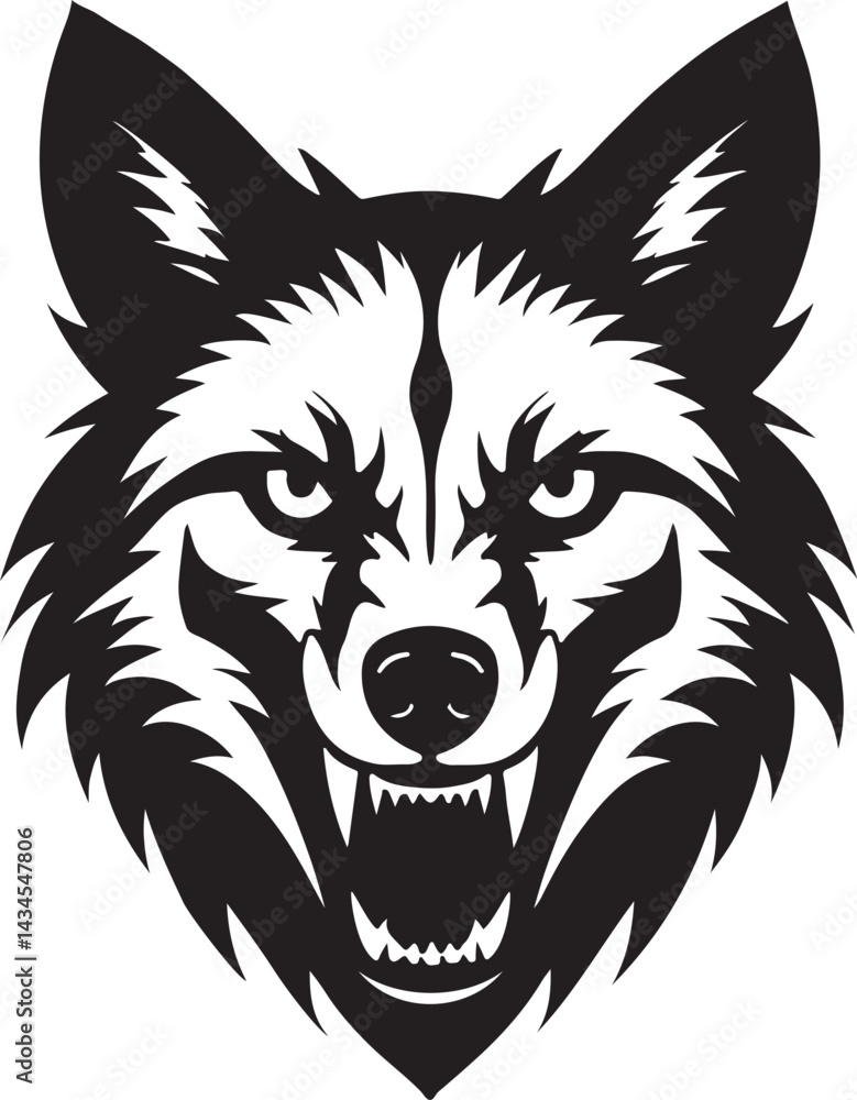 Fototapeta premium Aggressive jackal vector head silhouette