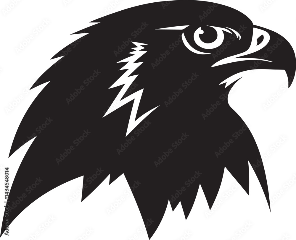 Fototapeta premium Aggressive hawk head vector silhouette isolated on white