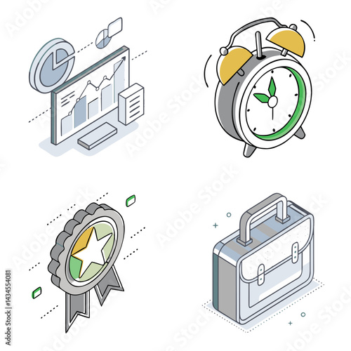 Business and Success Icon Set for Corporate Presentations, Websites and Marketing Materials - Modern Visual Elements for Professional Communication and Project Management