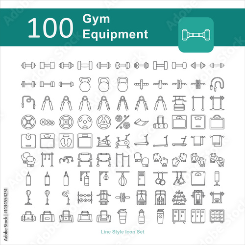 Illustration of Gym Equipment Collection design Line Icon. Gym Equipment Line Icon Pack. Set of Gym Equipment Outline Icon