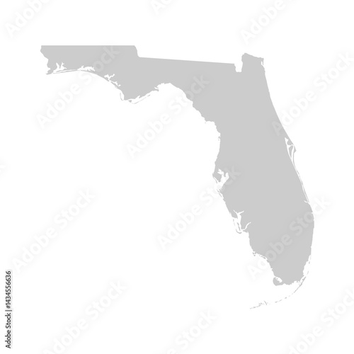 Florida, FL - grey silhouette map of US state. Vector illustration