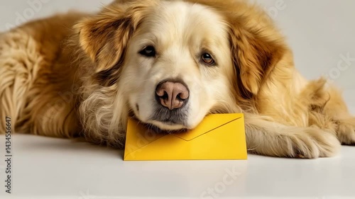 Sleepy Dog with Yellow Envelope