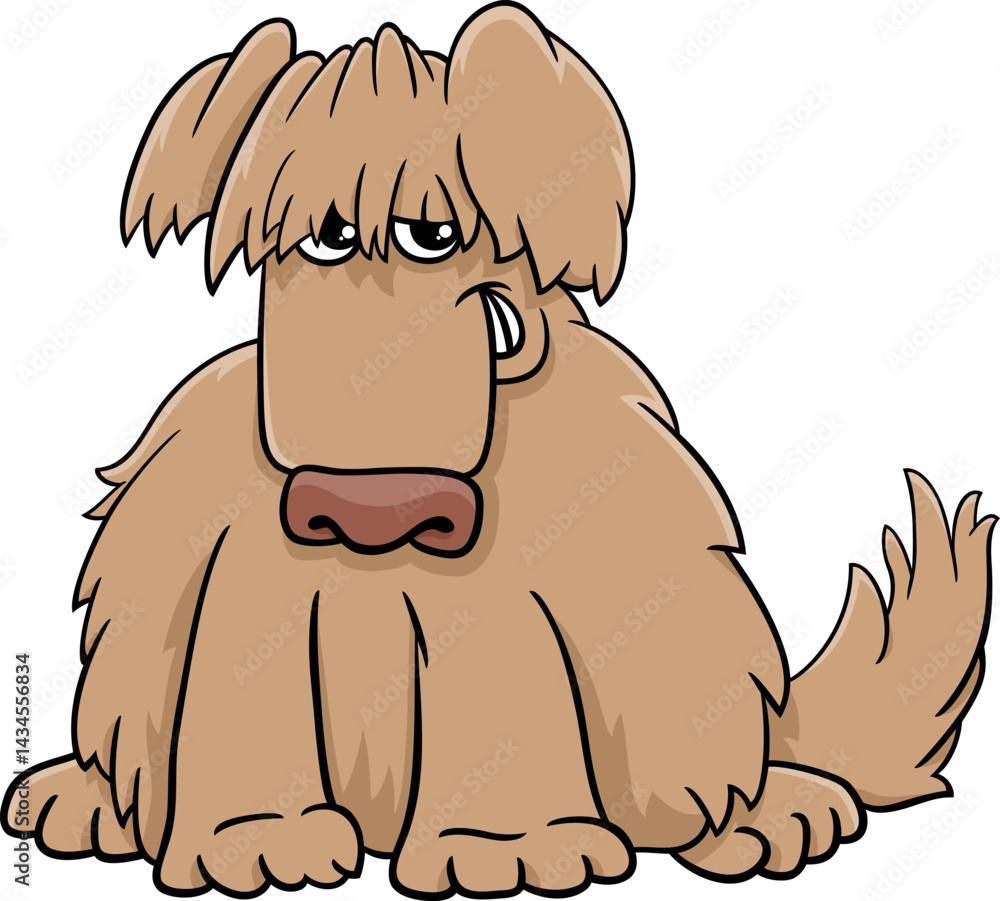 cartoon shaggy beige dog animal character