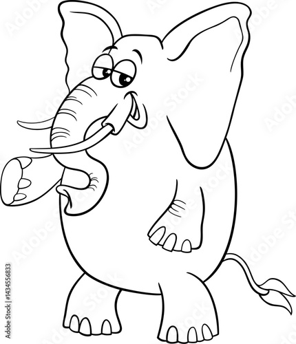 Obraz na płótnie funny cartoon elephant wild animal character coloring page w salonie