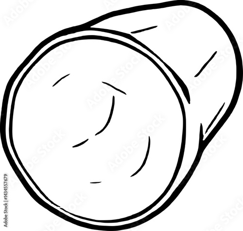 Cross-Section Drawing Of A Cylindrical Log Showing Wood Grain