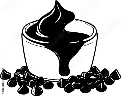 Creamy Chocolate Dessert in Glass Bowl with Chocolate Chips