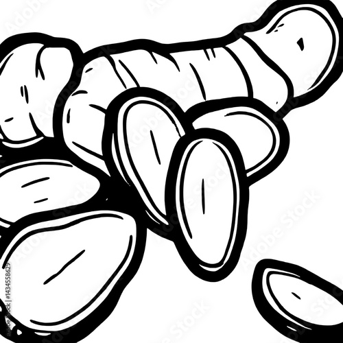 Sliced Ginger Root A Culinary Illustration of Fresh Zesty Spice