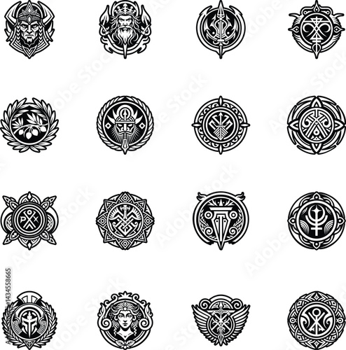 Collection of Ancient Rome Filled Style Icons 

