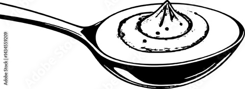 Spoonful Of Creamy Yellow Base Topped With Red Sauce