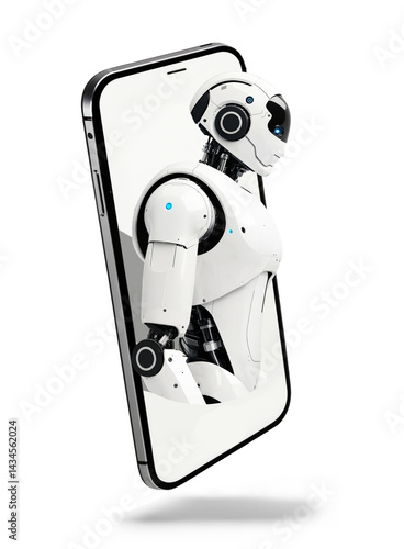 futuristic robot emerging f...