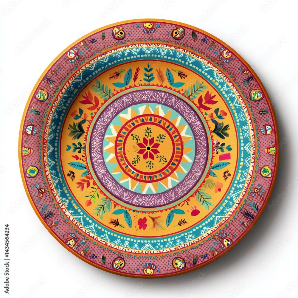 Fototapeta premium Vibrant Decorative Plate on White