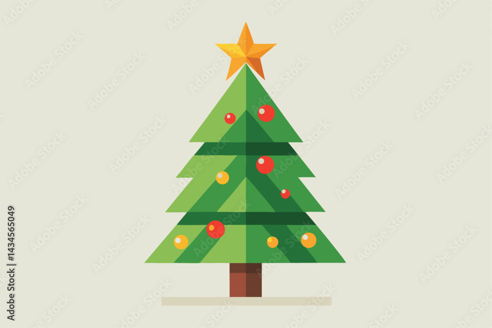 Design a festive Christmas tree in a flat vector style. Design a festive Christmas tree in a flat vector style.