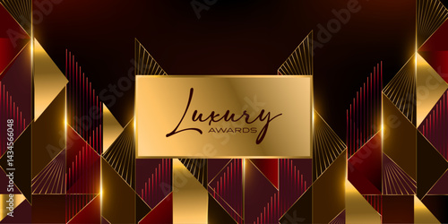 Red and Gold Abstract Luxury Background. Modern Minimal Premium Design Template. Amazing Welcome Invite. Grand Celebration Banner for Birthday and Anniversary. Elegant Decorative Layout Template. 
