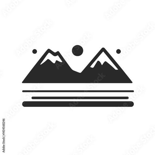 Fjord - Vector icon, isolated on white background  -  