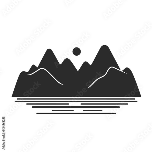 Fjord - Vector icon, isolated on white background  -  